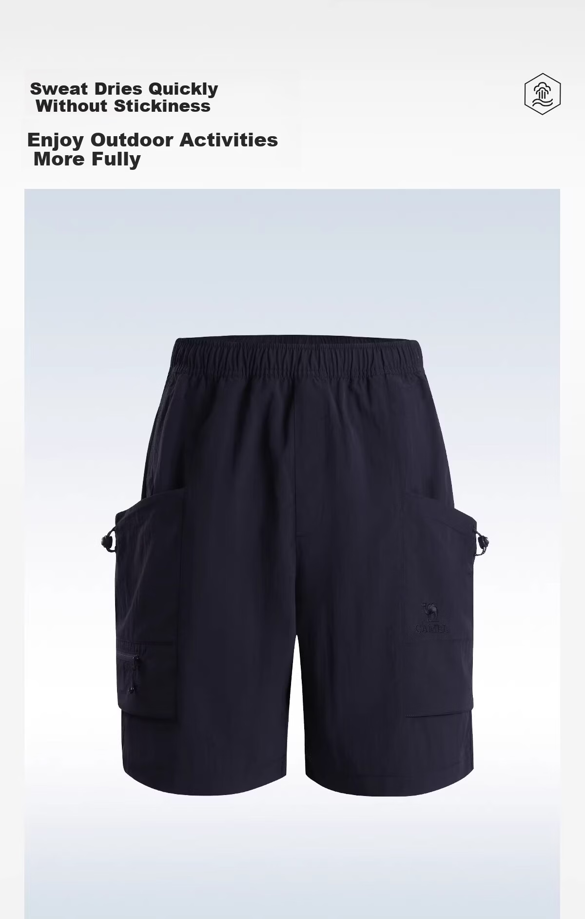 CAMEL Men's Outdoor Quick-Dry Shorts 2026 Spring Summer Cooling Sun Protection Moisture-Wicking Durable Hiking Mountaineering Work Shorts 9132 6