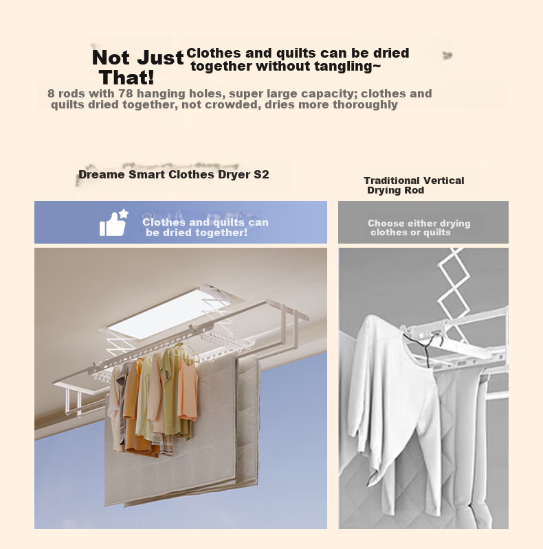Dreame Electric Clothes Drying Rack Balcony Invisible Smart Clothes Rod Embedded Automatic Lifting Telescopic Drying Rack S2 8