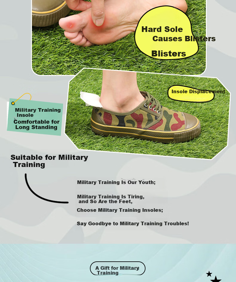 Huabaochi 2 Pairs Military Training Insoles Men Soft Elastic Long-Standing Comfortable 4D Cushioning Soft University Student Sports Shock Absorption Women 4