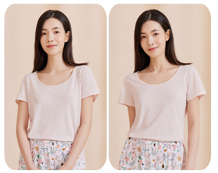 Yiershuang [60 Pieces, 100% Pure Cotton] Women's Base Layer Short-Sleeve Shirt, Round Neck, All-Cotton Soft Comfortable Undershirt, Pajamas, T-Shirt 22