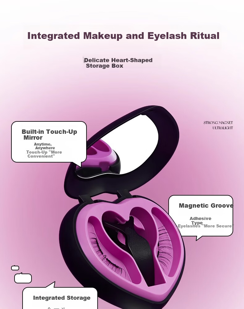 Litchi Sweetheart Magnetic False Eyelashes Women Natural Glue-Free 2025 New One-Piece Reusable 9