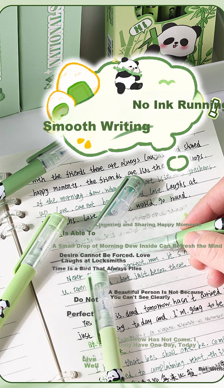 Jiamo Liquid Ink Neutral Pen Quick-Dry Smooth Black High-Value Multi-Theme Student Exam Pen Liquid Rollerball Pen - Panda Fat 4