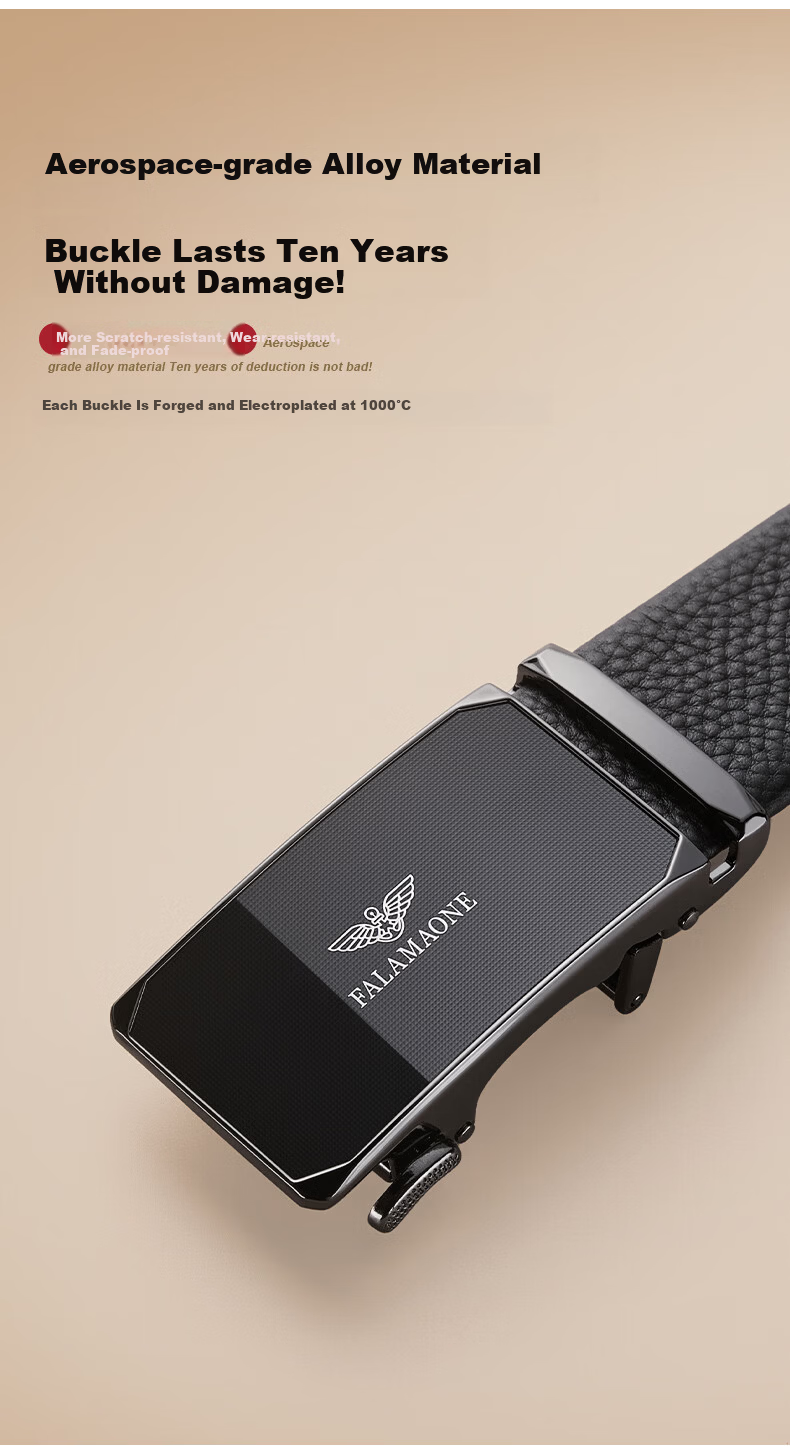 FALAMAONE Armani Men's Genuine Leather Automatic Buckle Belt High-End Top Layer Cowhide Father's Day Gift for Dad 5