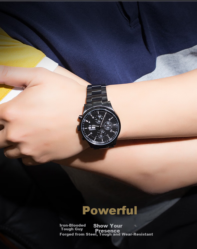 CALUOLA Six-Needle Multifunction Automatic Mechanical Men's Watch Waterproof All-Black Sports Luminous Fashion Wristwatch Trending 2