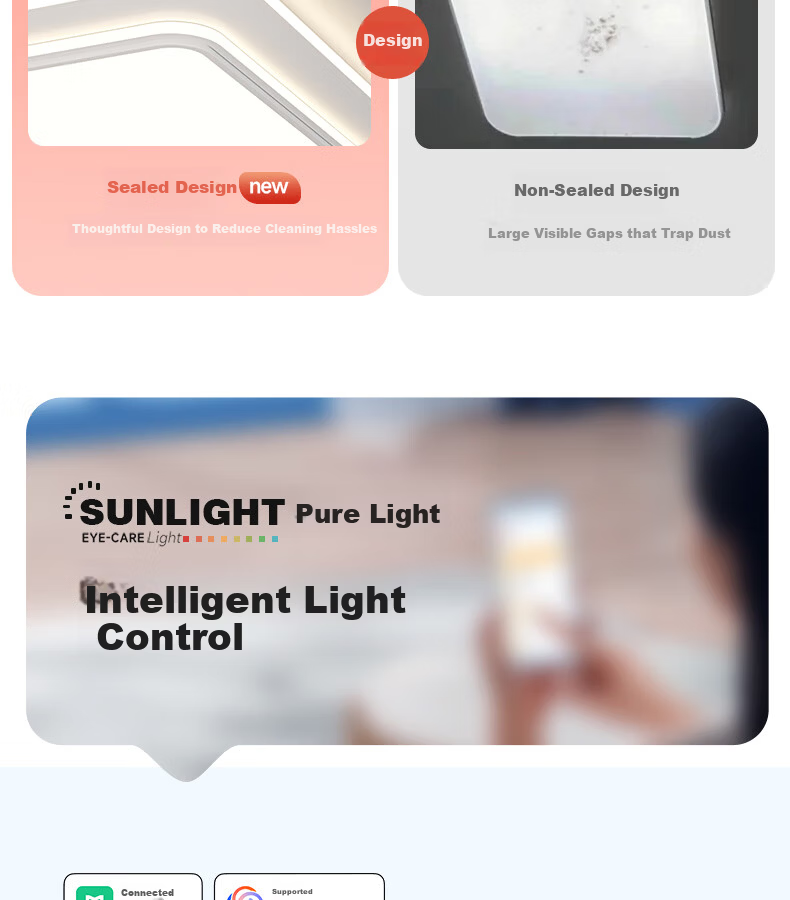 Kuka LED Ceiling Light Nordic Eye Protection PR Lighting Living Room Lamp Three-Bedroom Two-Living Room Smart Set 110cm [Installation Included] 19