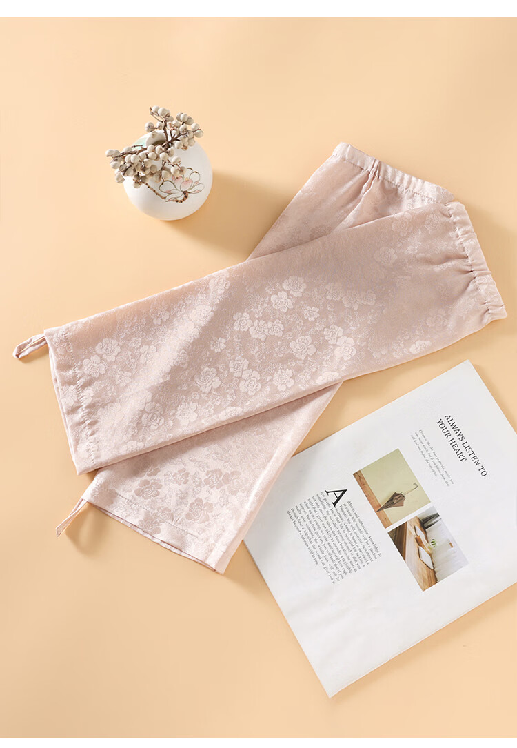 Shanghai Story Women's 100% Mulberry Silk Jacquard Satin Loose Sun Protection Ice Sleeves Summer Gift for Girlfriend Valentine's Day 10