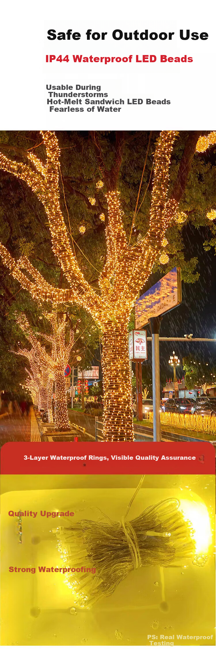 Jingyun Can Starry Sky Small LED String Lights Colorful LED Light String for Spring Festival Lantern Festival Outdoor Waterproof Color Changing String Lights 50m Male and Female Tail Connector [Jing W 6
