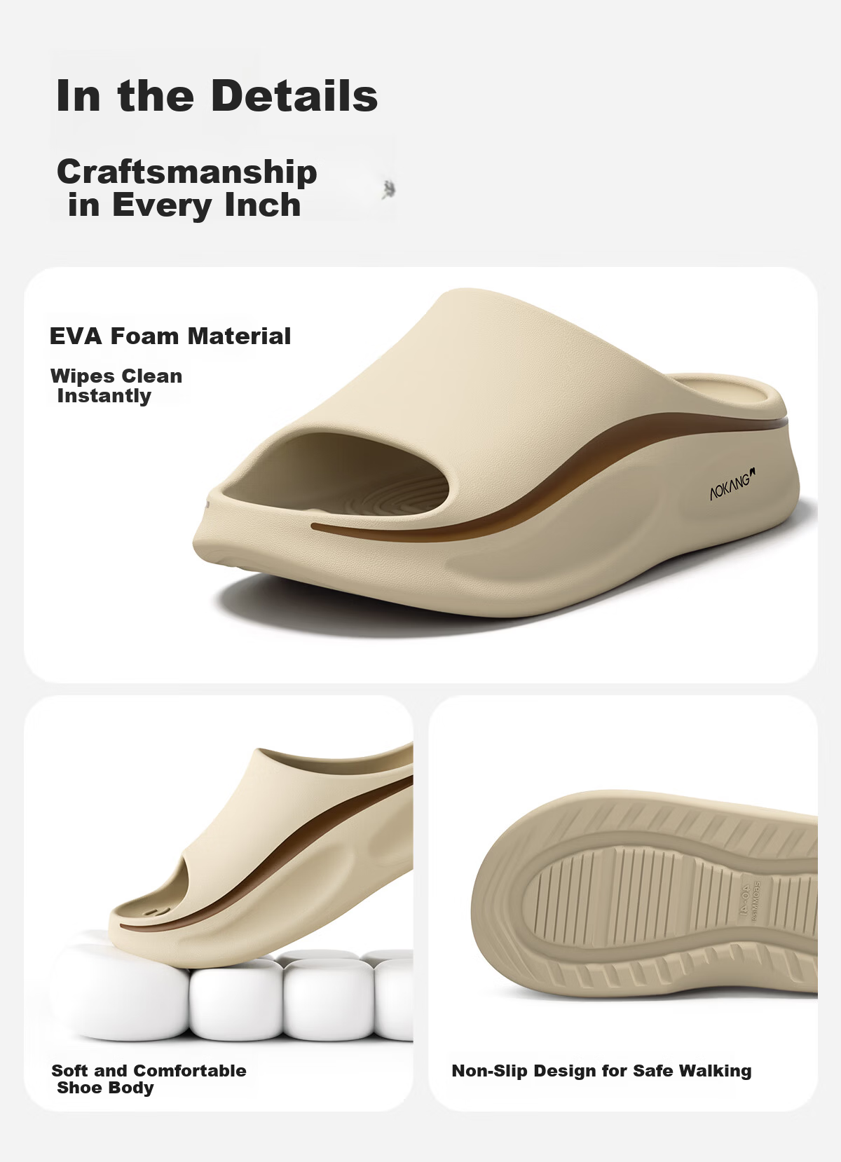 Aokang Men's Summer Sport Outdoor EVA Non-Slip Soft Sole Beach Camping Commuting Slippers 12