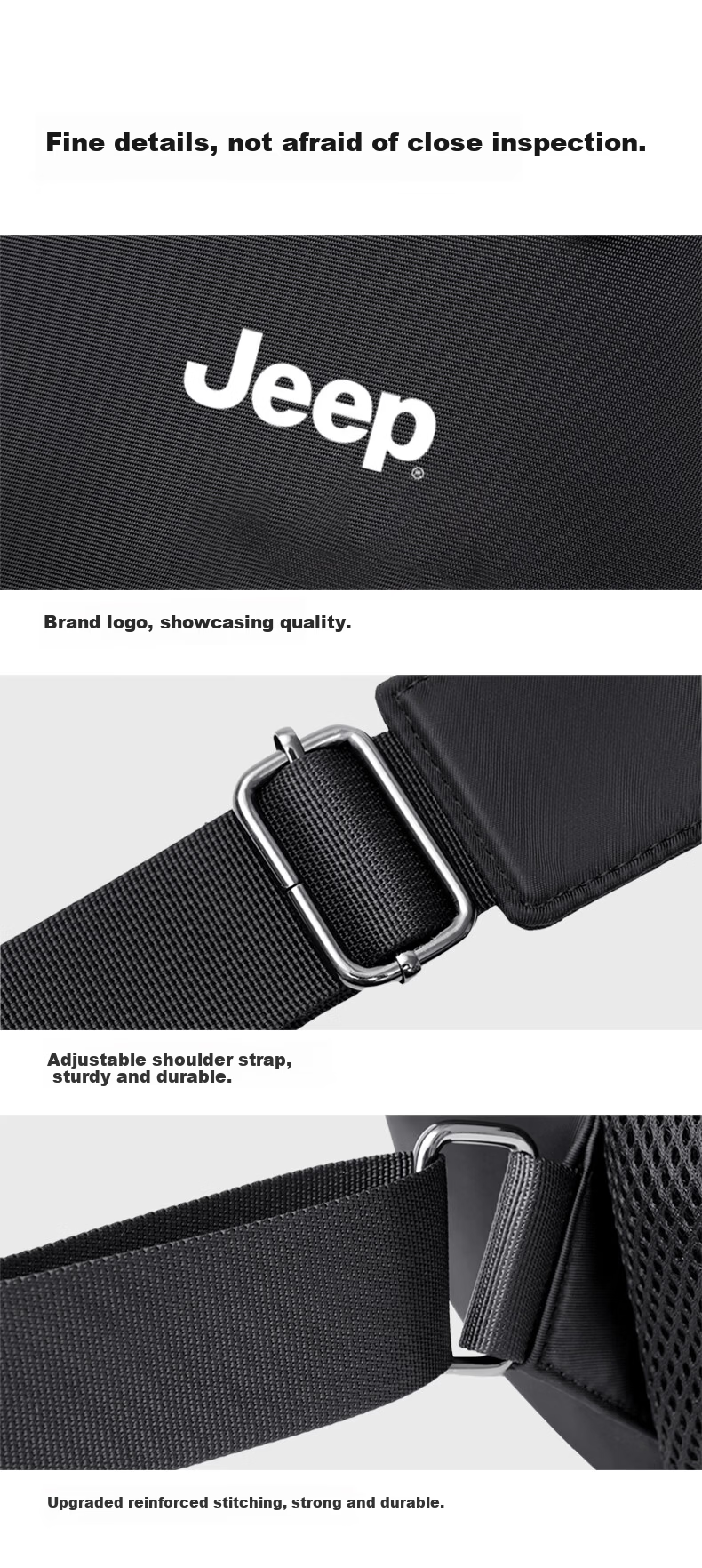 JEEP Men's Casual Commuter Large Capacity Crossbody Bag Water-Resistant Chest Bag Outdoor Travel Small Shoulder Bag for Phones 11