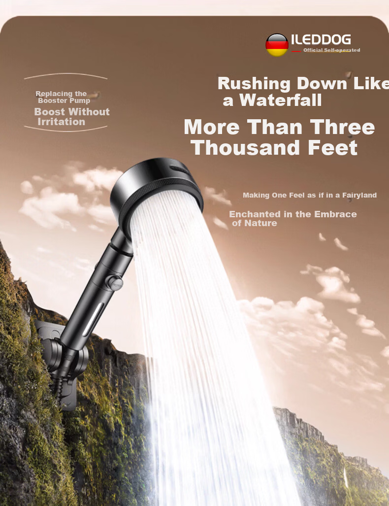 ILeddog [Germany] Pressurized Shower Head Handheld Filtered Shower Set for Home Bathroom NAL-016 9