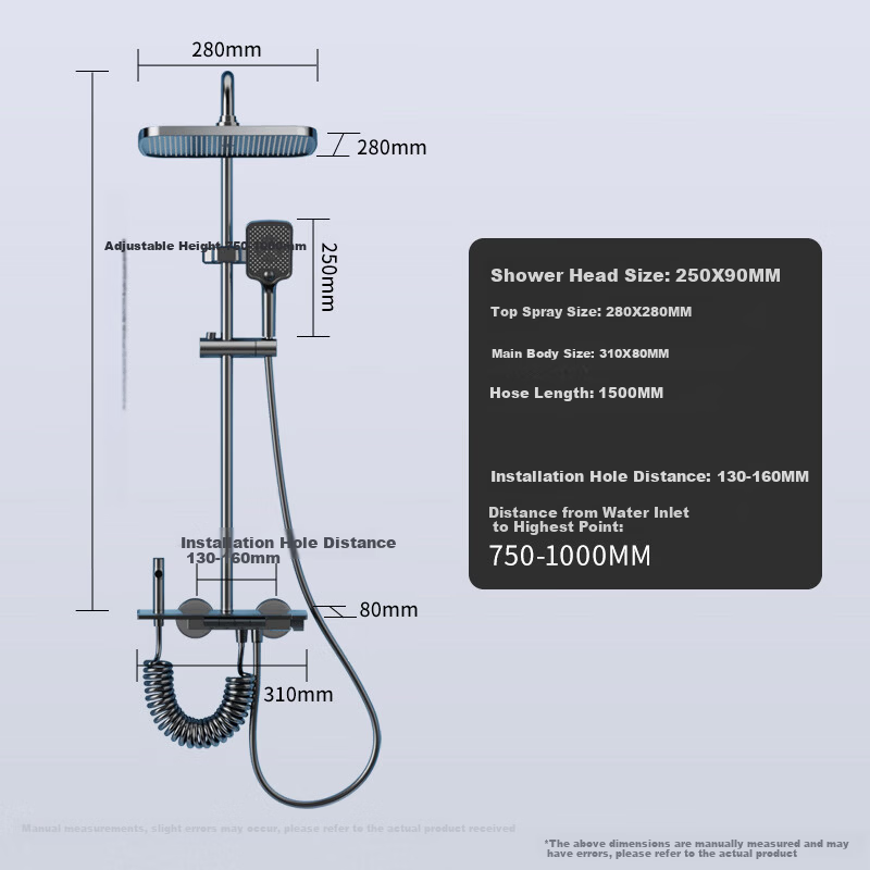 JSWD Shower Faucet Set Bathroom Shower Head Integrated Pressurized Home Shower 511
