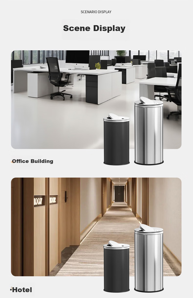 Supercloud Stainless Steel Trash Can Large 60L Flip-Top Upright Indoor Outdoor Mall Hotel Swing Lid Hong Kong Style Garbage Bin 13