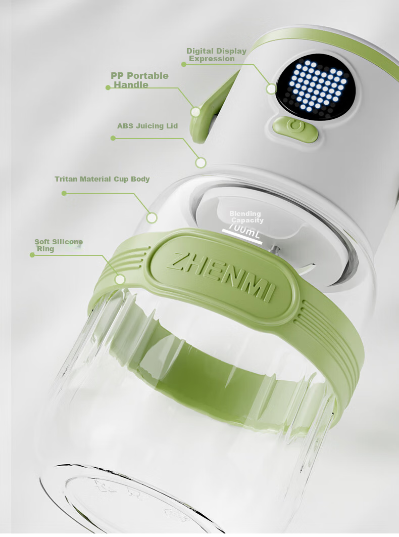 Zhenmi [Top Streamer 10% Off] Small Portable Juicer [J15 Upgraded Version] Multifunctional Juicer with Double Lid Smoothie Blender Cup 14