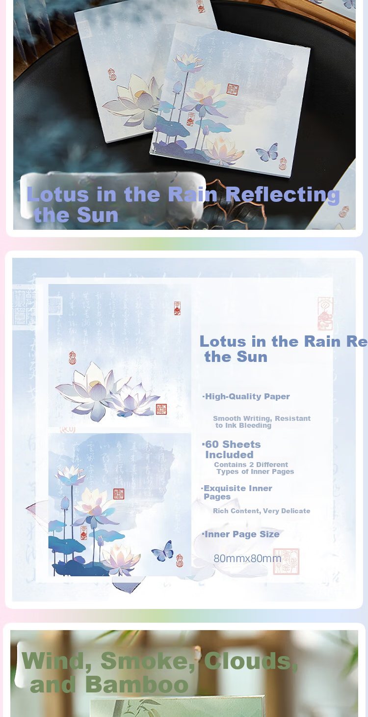 Jufu Student Cartoon Creative Sticky Notes 4-Pack High-Quality Simple Cute Memo Pads for Middle School Students Reusable Study Supplies 3