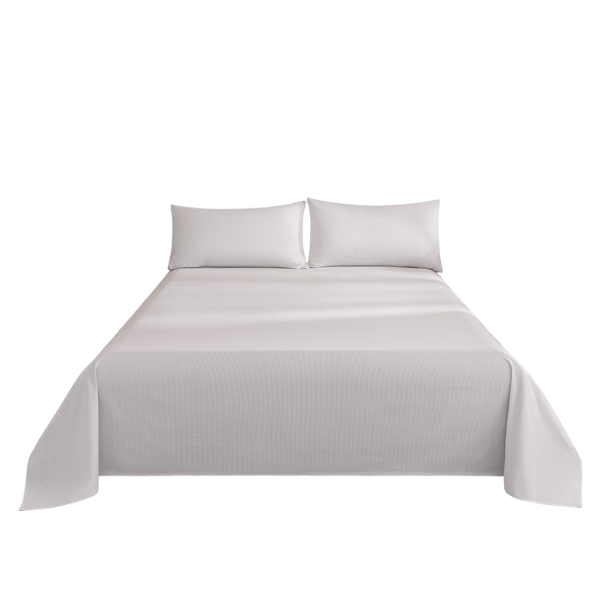 JD Jingzao 100% Cotton Single Bed Sheet, Yarn-Dyed Pure Cotton, Class A Skin-Friendly Bed Cover, 250x230cm, Gray Stripes