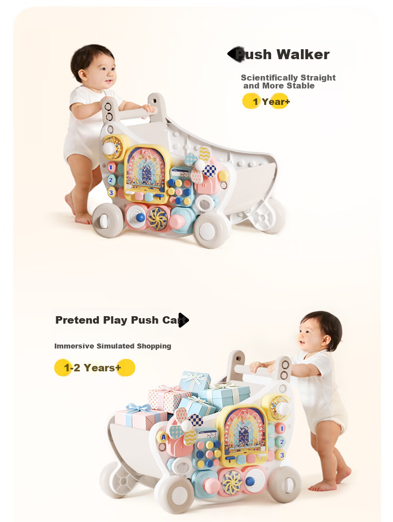 Auby Baby Walker 4-in-1 Push Walker Anti-O-Leg Toddler Walking Aid Children's Toy Gift 4