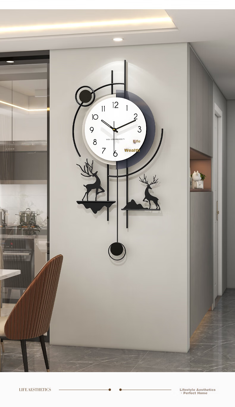 Jiujuda 2026 New Living Room Wall Clock High-End Creative Light Luxury Style Home Decorative Large Wall Clock 3
