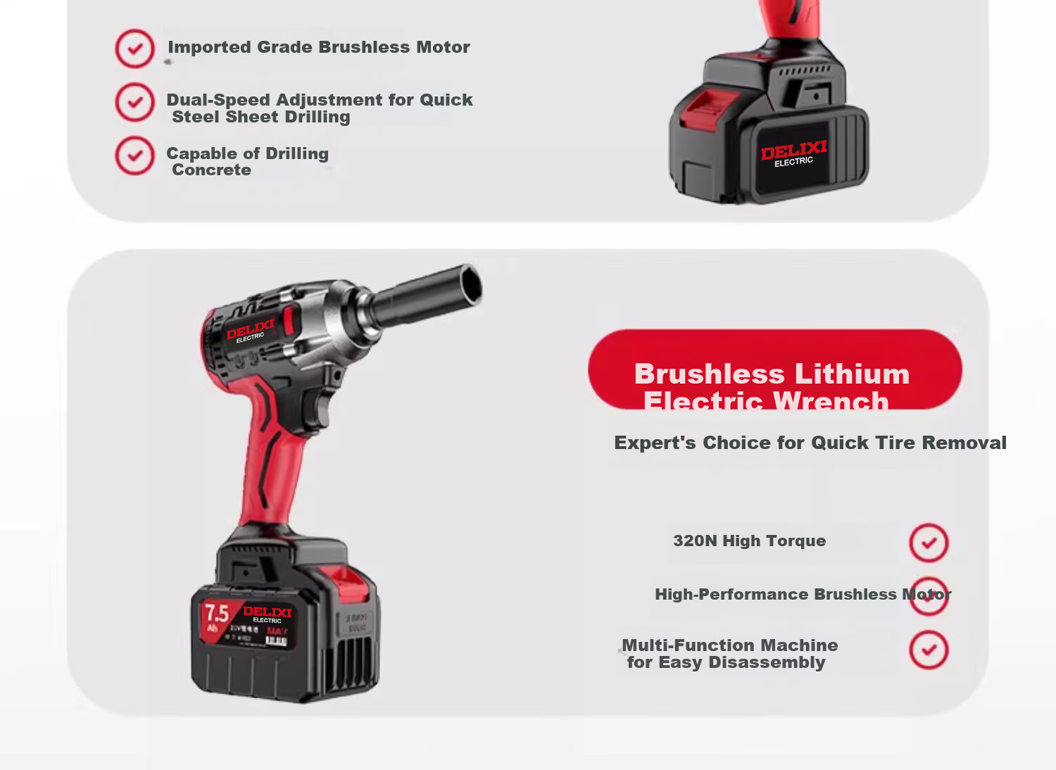 Delixi Electric Brushless Cordless Rotary Hammer Drill Three-in-One Heavy-Duty Wireless Industrial Concrete Impact Electric Power Tool 3
