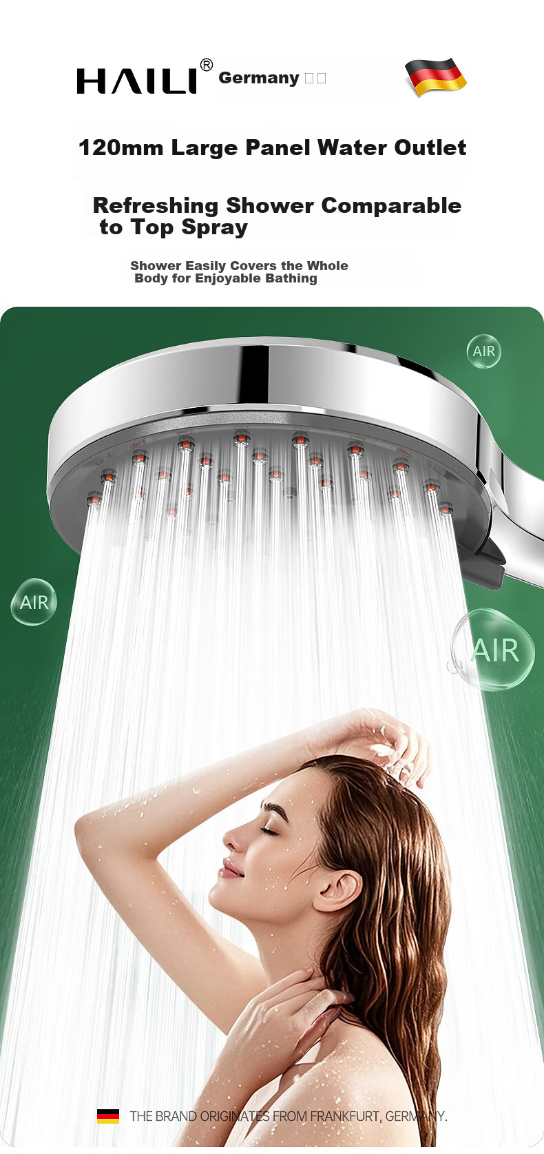Haili Large Panel Coarse Hole Shower Head High Pressure Water Boost Bathroom Showerhead ZH261G 11