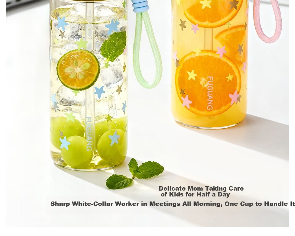 Fuguang Plastic PPSU Water Bottle Children's Student Portable Sports Tea Cup White Blue 580ML 11