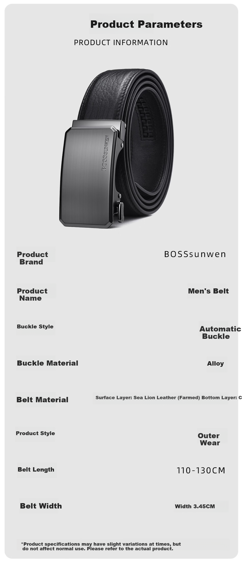 BOSSSUNWEN Men's Leather Belt Sea Lion Genuine Leather Automatic Buckle Luxury Birthday Gift for Boyfriend Husband Father Anniversary 5