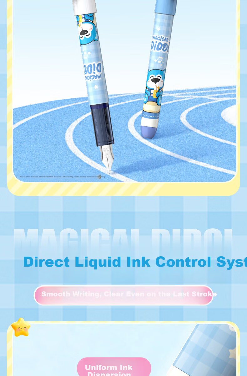 Snowhite Erasable Liquid Ink Fountain Pen for Elementary Students Grades 3-6, No Cartridge Replacement, Built-in Ink Conditioner, High Aesthetic, Large Capacity, Student Practice Pen C510, Ink Blue, P 9