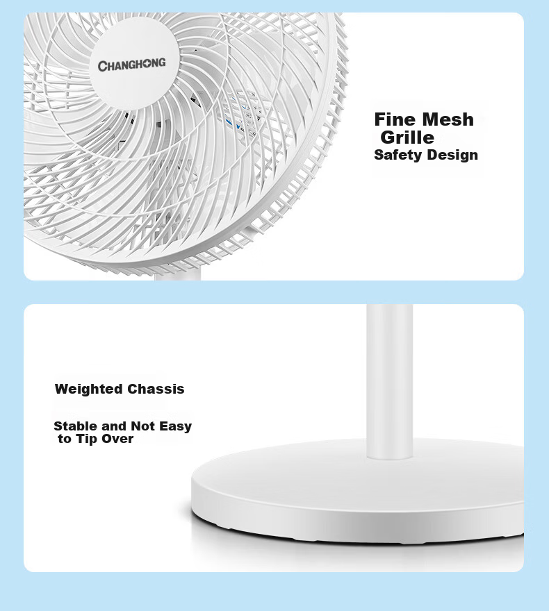 CHANGHONG Home Electric Fan Seven-Blade Quiet Standing Floor Fan Desktop Small Fan High Airflow Energy-Saving Oscillating Dormitory Low Noise Dual-Use Table and Floor Fan FS-LJ301 11