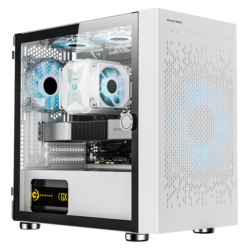 Great Wall Archimedes 2 White Computer Case (Type-C 3.2, 20cm Fan Positions, MATX Motherboard, 240mm Water Cooling Support, Glass Side Panel, Wide Body, Compatible with 5080 Graphics Card)