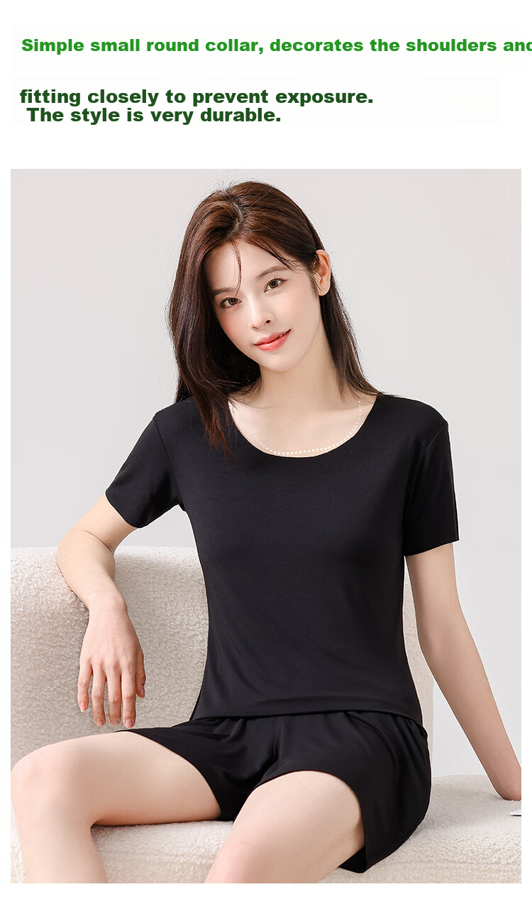 Miiow [Cool Modal] Women's Solid Color Slim Fit Soft Short Sleeve T-Shirt 9