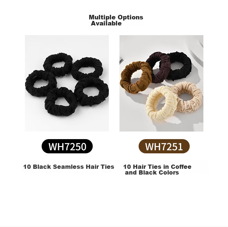 MEIFUYU Thickened Seamless Hair Ties Black 10pcs High Elastic Hair Bands Hair Ropes WH7250 3