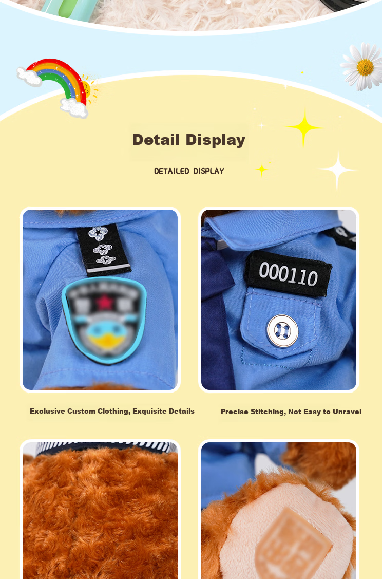 JWCP Official Police Officer Bear Brown 32cm Plush Doll Uniform Plush Gift 6