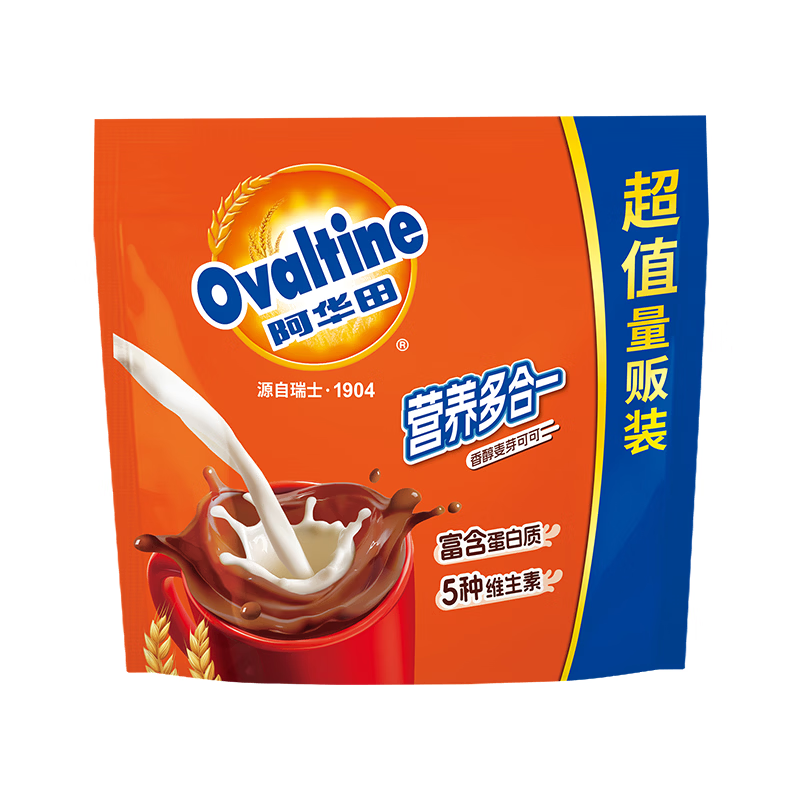 阿华田（Ovaltine）可可粉750g(30g*25)代餐巧克力粉牛奶烘焙咖啡冲饮伴侣固体饮料