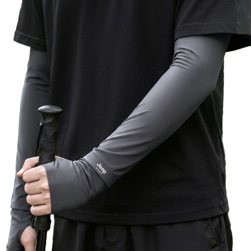 JEEP SPIRIT Jeep Ice Silk Sun Protection Sleeves Unisex Summer 2026 New UV Protection Arm Sleeves BX200 Dark Gray