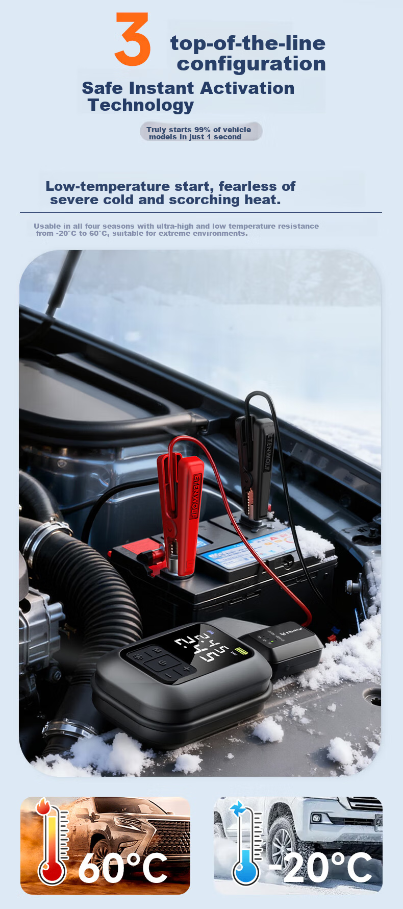 ETENWOLF X5pro Car Emergency Jump Starter Power Bank with 3C Certification and Integrated Air Pump 12