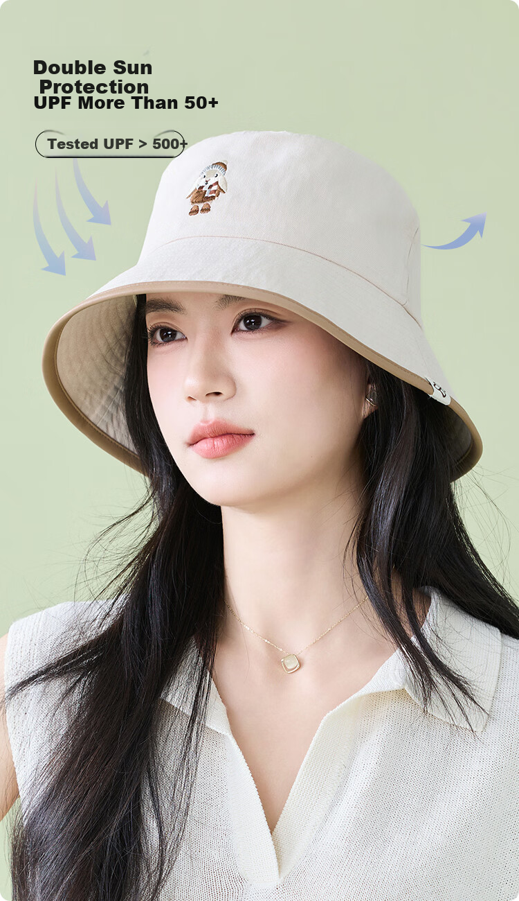 JIUMU 100% Cotton Women's Sun Protection Hat UV Protection Bucket Hat Outdoor Face Covering Sun Hat 3