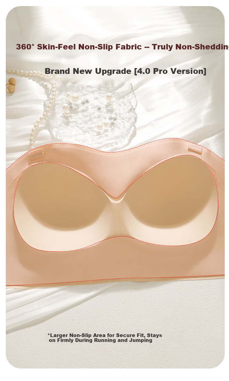 Audifine Strapless Bra Large Cup Anti-Slip Push-Up Anti-Sagging Tube Top Thin Camisole Dress Bra 8