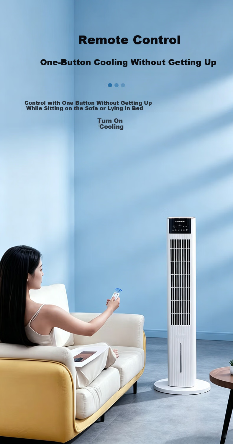 CHANGHONG Home Air Cooler Fan Voice-Controlled Cooling Fan Single Cooling Humidifying Electric Fan Standing Water Cooling Tower Fan High Wind Power Bladeless Cooling Fan Portable Mini Air Conditioner  10