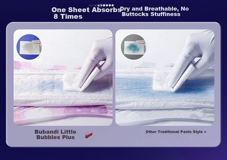 Bubandi Breathable Bubble PLUS Training Pants 4XL 24pcs Ultra-thin Dry Unisex Baby Diapers 13