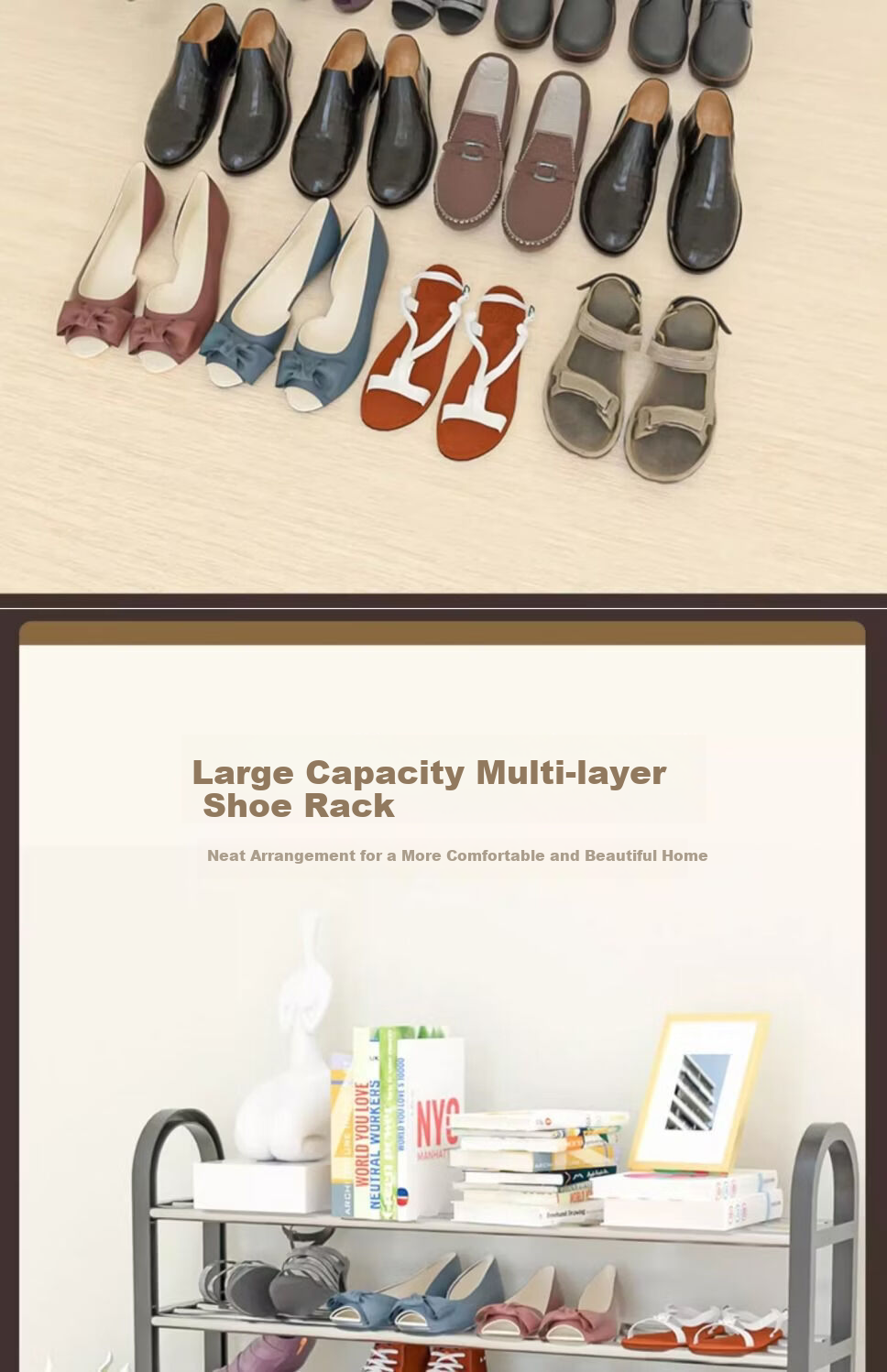 Anerya Simple Shoe Rack Multi-Layer Home Shoe Storage Indoor Shoe Shelf Dormitory Shoe Organizer Rack 6