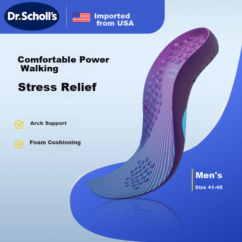 Dr. Scholl's US Imported Comfort Insoles Arch Support Shock Absorption Soft Cushioned Anti-Fatigue Unisex