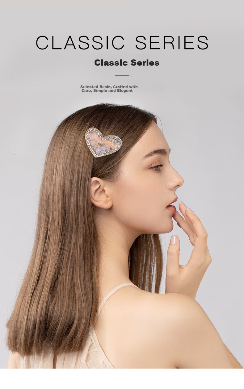 Cercoo Liu Yifei Huang Yimei Pink Heart Acetate Hair Clip Bangs Side Hairpin Hair Accessory 3