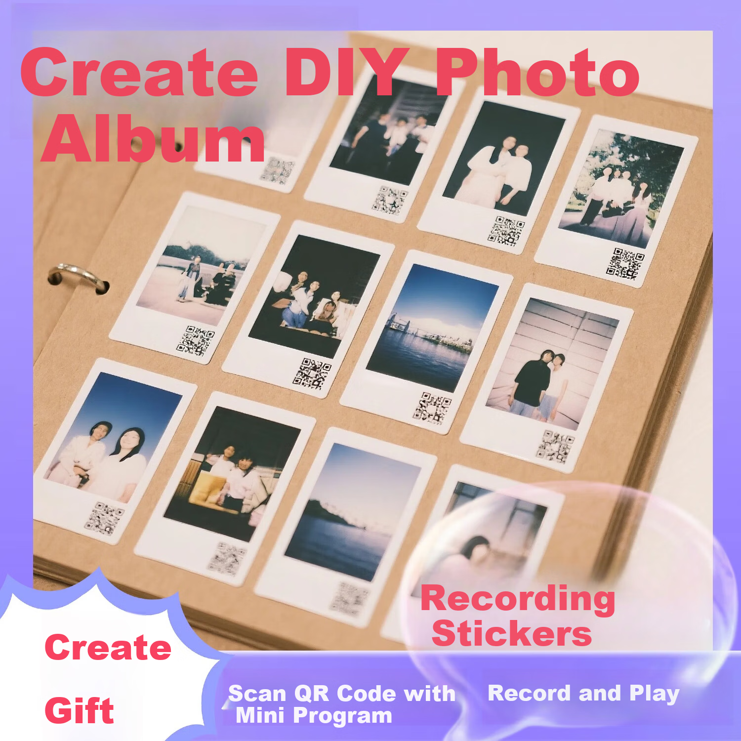 Shushan Recording Sticker QR Code Recording Card Greeting Card Creative Gift Confession Birthday Handmade DIY Qixi Festival Gift 4