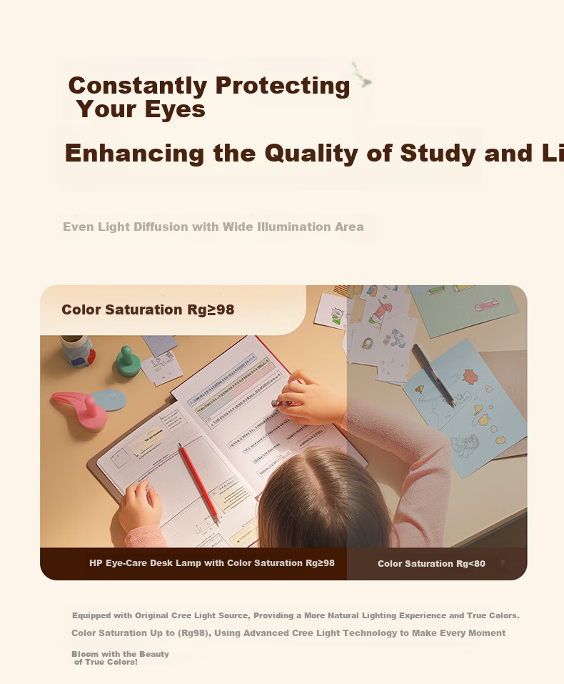 HP Ultra-Long Battery Life Rechargeable Desk Lamp Pure Light Study Lamp AA Grade Student Dormitory Reading Desk Lamp Angel Light 4