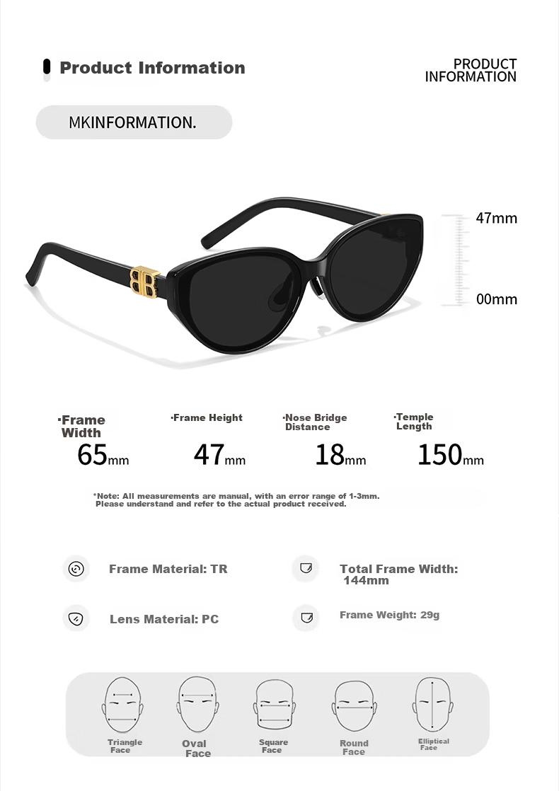 FENCHI Premium Cat Eye Sunglasses for Women 2026 New UV Protection Vintage Round Face Slimming Retro Sunglasses 14