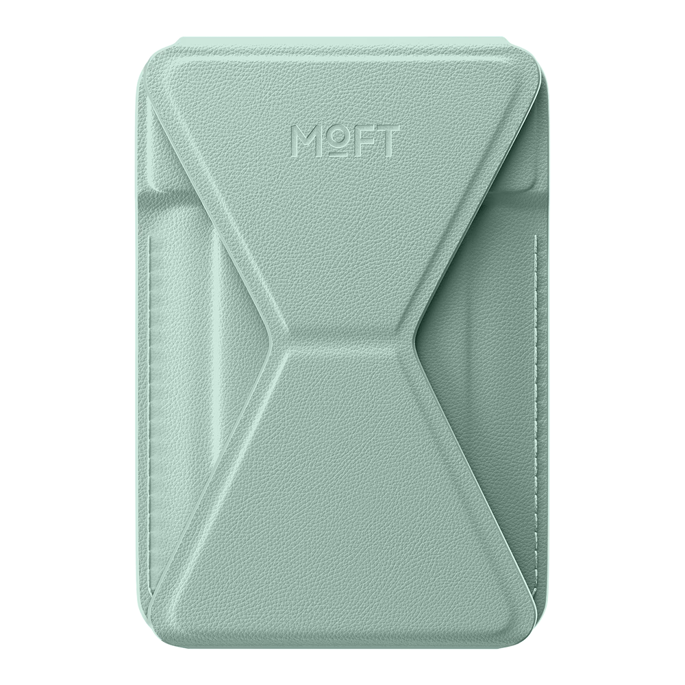 Moft Magnetic Phone Stand for Apple IPhone 15/14/13/Pro Max, Card Holder, Desktop Wireless Charging Compatible, Selfie MagSafe, Spring Lake Green (Enhanced Version)