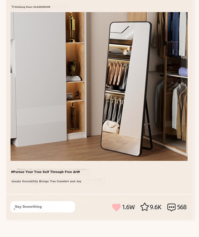 Menghuating Full-Length Dressing Mirror Floor Mirror Home Simple Wall-Mounted Wall Sticker Popular Girls Bedroom Makeup Hanging Fitting Mirror 11
