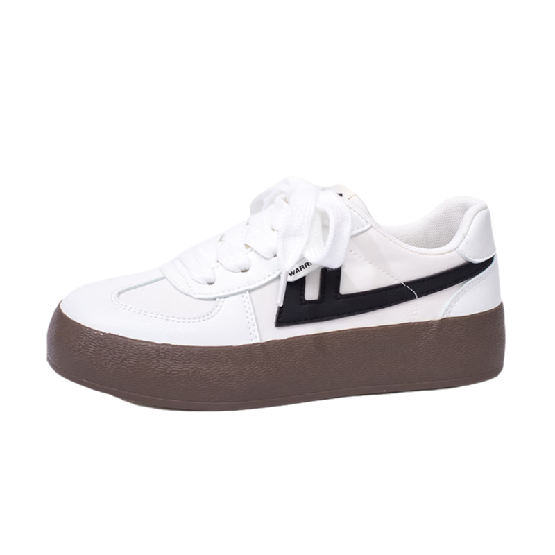 Warrior Women's Thick Sole Sneakers Lightweight Versatile White Casual Sports Shoes J700BR Off-White/Black Size 35