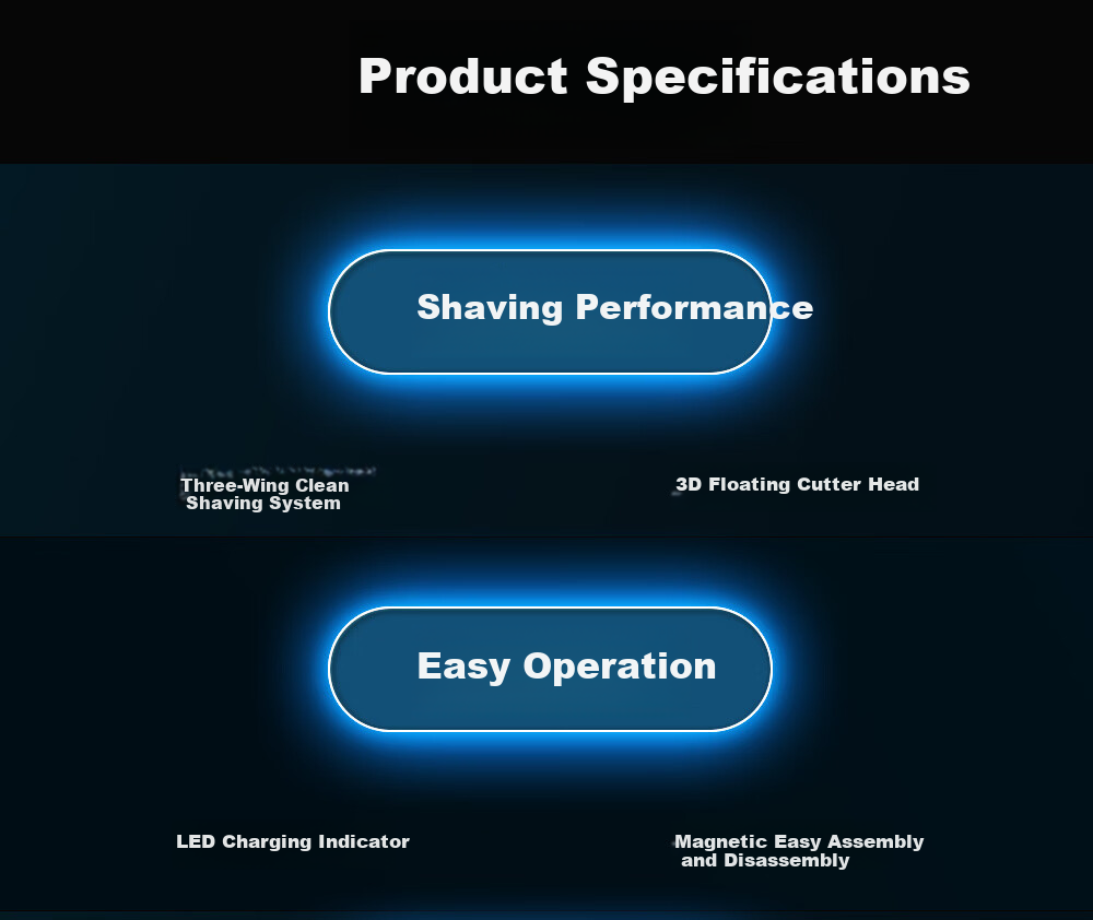 POVOS Electric Shaver Men's 1-Hour Fast Charging Portable Car Razor P200 Birthday Gift for Boyfriend Father Husband 30