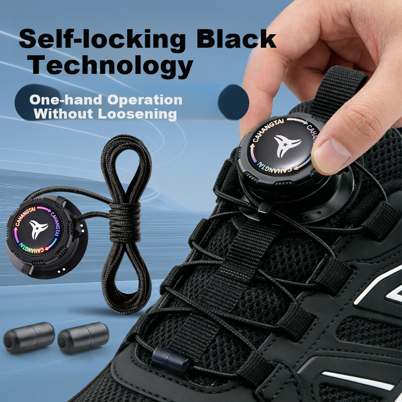 Huabaochi Knob Lazy Shoelaces No-Tie Buckle Rotating Elastic Quick Lock Fixer Unisex Stretch Sports Shoe Gadget