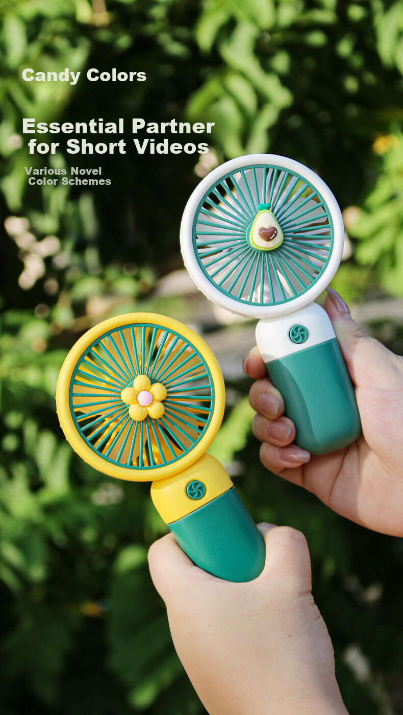 Gelite Handheld Mini USB Desk Fan Quiet Small Electric Fan Portable Rechargeable Yellow-Green for Dormitory Office Kids 6